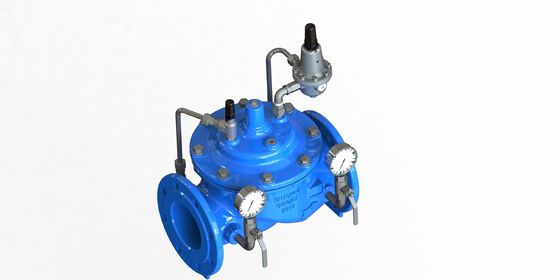 GGG50 Material Wasserdrucksenkende Ventil mit Flanschanschluss und Edelstahl 304 Pilot P200 für Wasserverteilnetze