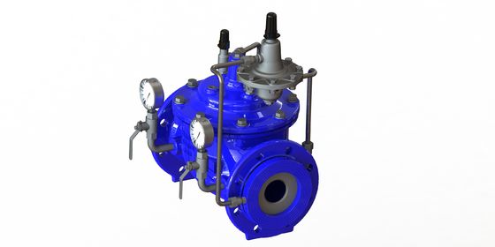 PN16 Gusseisen-Durchflussregelventil mit hohem Druckwiderstand und blauer Ral5005-Lackierung für Anwendungen von 0-80 °F